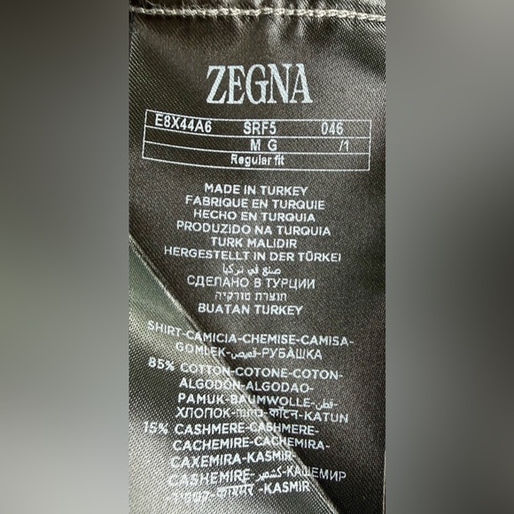 EUC 💎 ZEGNA Cashco Premium Cotton-Cashmere Shirt Gray Long Sleeve Luxury M - Picture 10 of 11